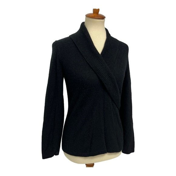 Jones New York Women's Long Sleeve Black Front Wrap V-Neck Sweater Size M - Picture 3 of 11